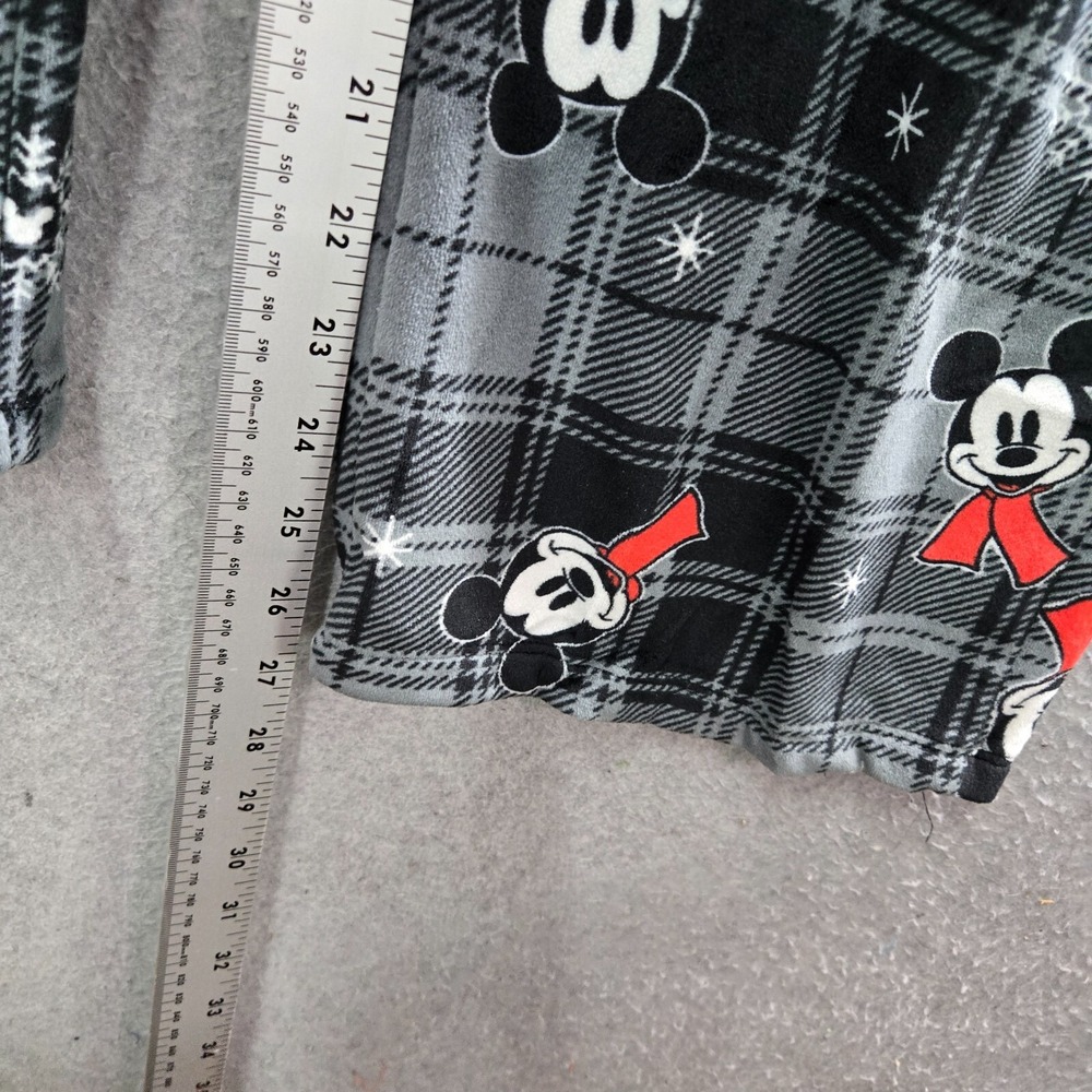 Disney Women Sleepwear Small Gray Plaid Juniors Velour Jumpsuit Mickey Mouse - Picture 4 of 10